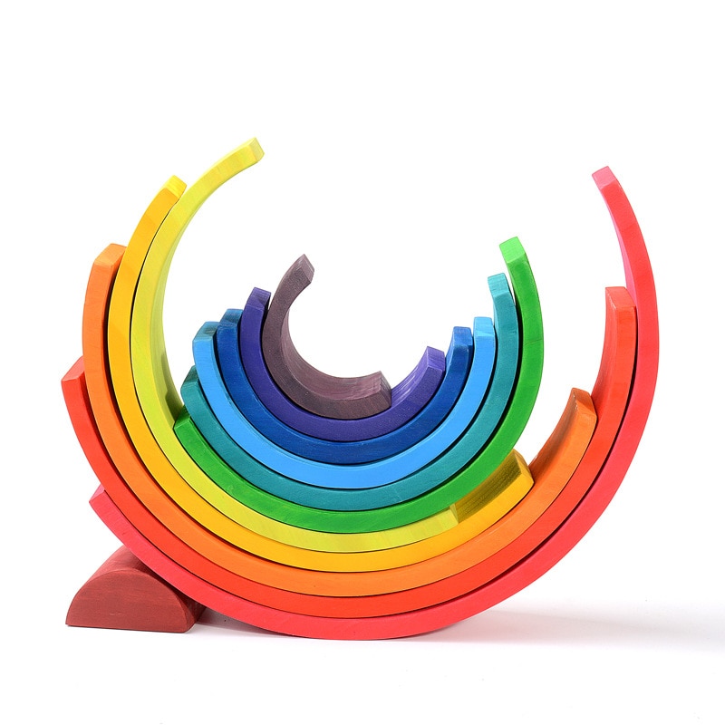 Wooden Toy Rainbow Blocks Montessori